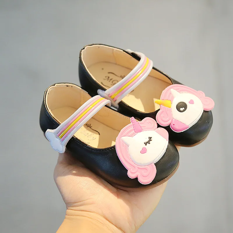 

Toddlers Girls Shoes Sweet Cute Cartoon Unicorn Leather Shoes For Little Kids Children Flats Casual Soft Princess Classic 21-30