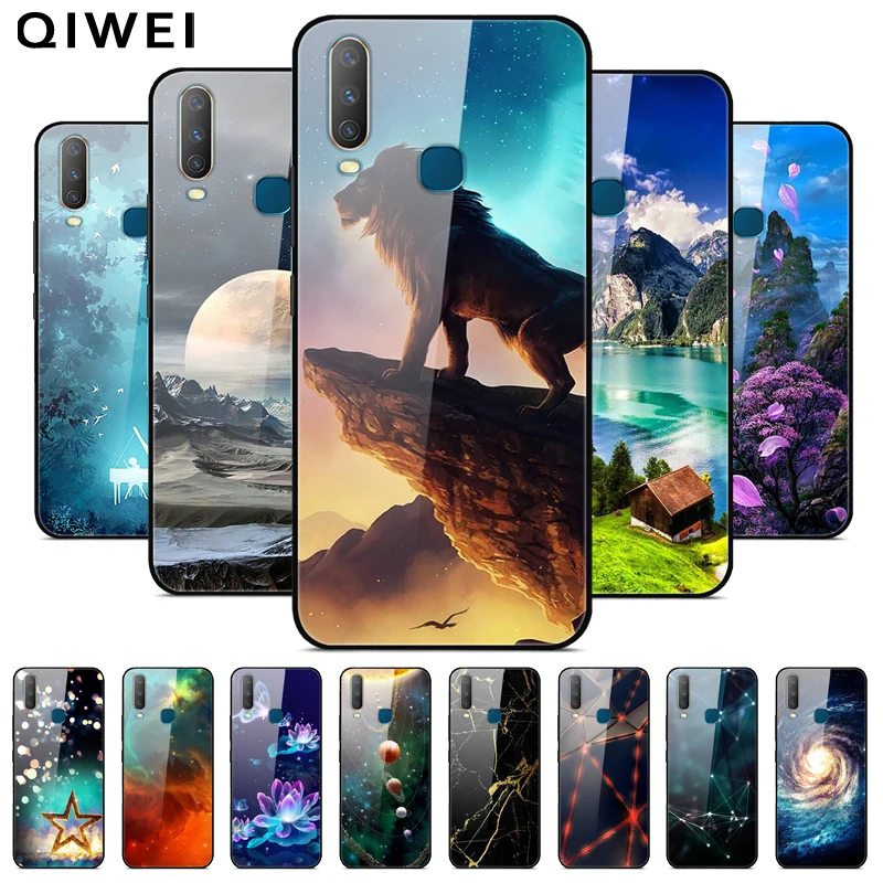 

For VIVO Y17 2019 Case 6.35'' Tempered Glass Hard Back Cover For Vivo Y17 Case VivoY17 Y 17 2019 Phone Cases Soft Bumper Coque