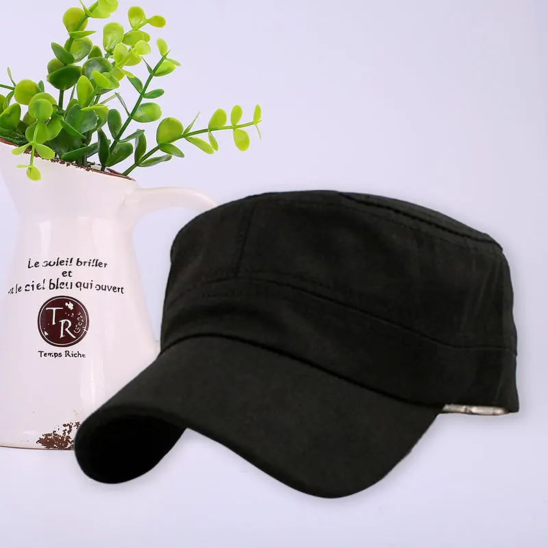Unisex Vintage Plain Sport Visor Sun Hat Adjustable Military Cadet Style Cap