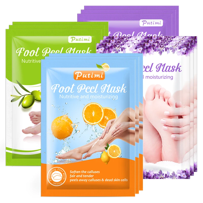 

PUTIMI 4pairs Peeling Foot Mask for Legs Whitening Exfoliating Foot Mask Peel Patches Pedicure Socks Remover Dead Skin Feet Care