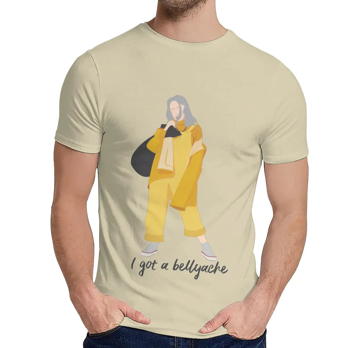 Натуральный хлопок Billie Eilish Bellyache футболка унисекс уникальный дизайн досуг классический круглый вырез Camiseta - Цвет: Хаки
