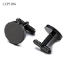 Lepton Matte Black Gold Color Rose Gold Stainless Steel Round Cufflinks Mens Classic Shirt Tuxedo Cufflinks for Wedding Business ► Photo 2/6