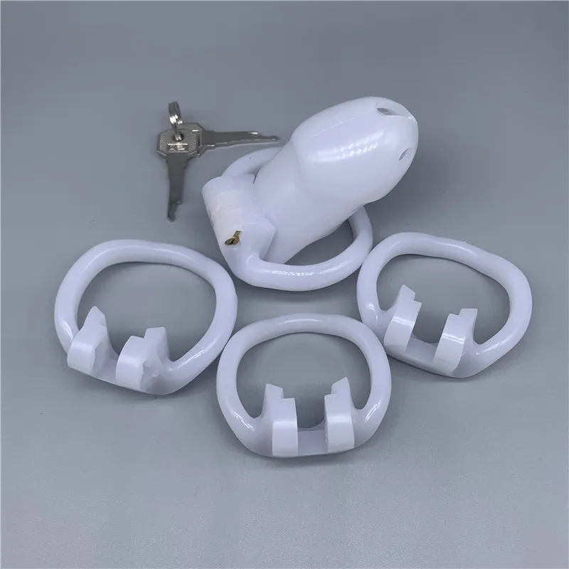 Resin Male Chastity Device with 4 Size Rings, Cage,ring,Chastity Belt, Lock,Adult Games Sex Toys For Men_voghion.com