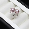 Adjustable 925 Silver Double Pearl Rings For Women,Natural Freshwater Pearl Rings Drop Shipping Couple Rings Jewelry ► Photo 3/6