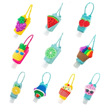 

5Pcs 30ml Refillable Empty Bottle with Colorful Cartoon Fruit Silicone Cover Portable Hand Sanitizer Container Dispenser