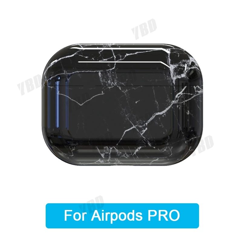 YBD чехол для оригинального Apple Airpods Pro Чехол под мрамор для Airpods 2 1 чехол Аксессуары для наушников Air Pods Чехол Коробка Coque - Цвет: Black pro