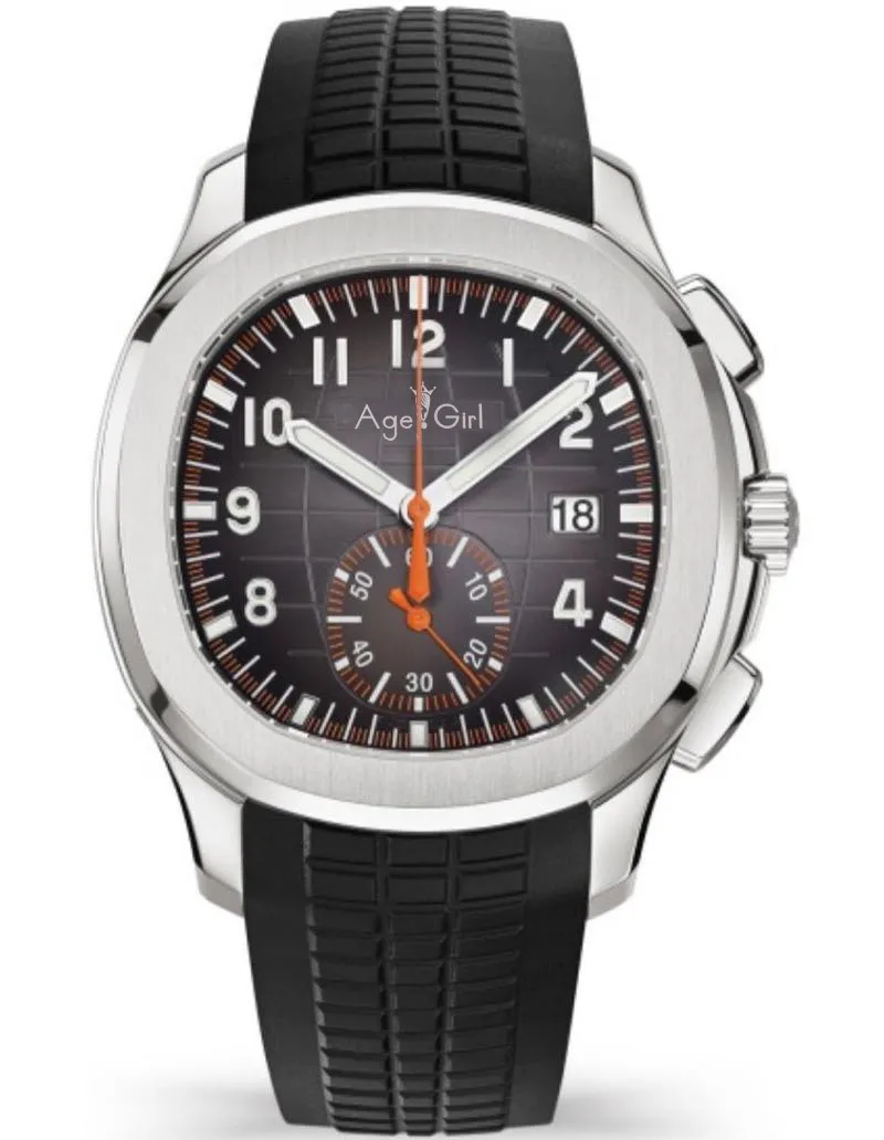 

Famous Brand New Automatic Mechanical Men Silver Orange Hand Sapphire Stainless Steel Transparent Glass Black Sport Watches AAA+