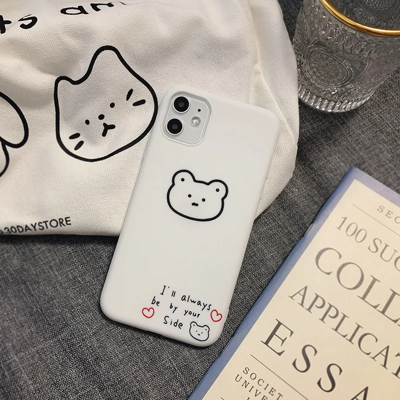 Retro bear diary art Stick figure Graffiti case For iPhone 11 Pro Max case Cute cover for iPhone XS Max XR X 7 8 Plus 7Plus Case