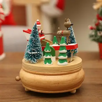 

1 Pc Lovely Cute Chic Music Box Table Ornament Christmas Gift Adornment Rotating Music Box for Home Christmas Party Holiday