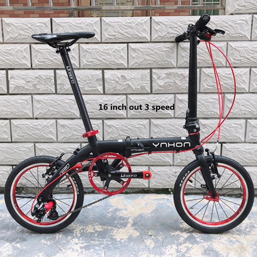 YNHON folding bike children's bicycle outside three speed 16 inch mini modified 14 inch single speed bicycle