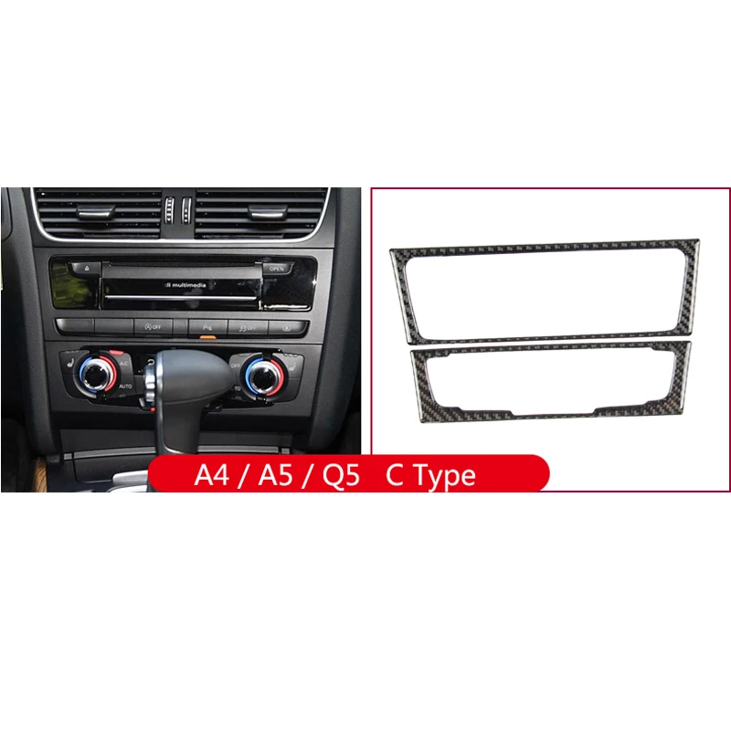 Углеродное волокно центральной консоли кондиционер CD панель Крышка отделка рамка наклейки, автоаксессуары для Audi A4 B8 A5 Q5 стайлинга автомобилей
