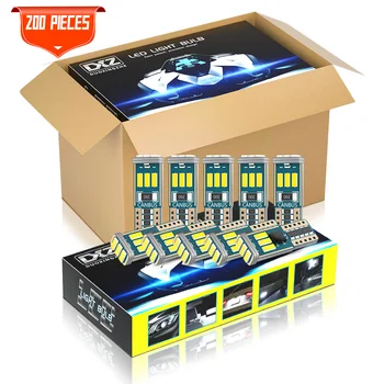 DXZ 200PCS T10 LED Car W5W LED Bulbs 9-SMD Canbus 168 194 White Car Interior Dome Light Clearance Lights Error Free Non-polar 1