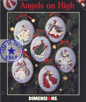 

GG Top Quality Lovely Hot Sell Counted Cross Stitch Kit Angels on High Christmas Tree Ornament 6 pieces Ornaments Dim 00285