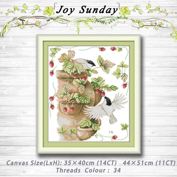 

Birds and strawberries patterns Counted Cross Stitch dmc 11CT 14CT Handmade Cross Stitch Set Embroidery Home Decor Needlework