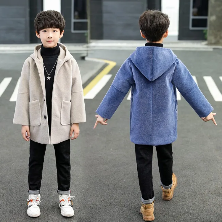 

Childrenswear BOY'S Woolen Overcoat Children Trench Coat Inner-Lining Thick Big Boy Autumn & Winter Mid-length Mink Cashmere Coa