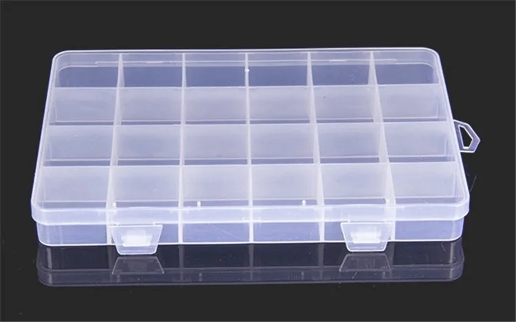 24 Slots Cells Transparent Portable Jewelry Tool Storage Box Container Ring Electronic Parts Screw Beads Organizer Plastic Box