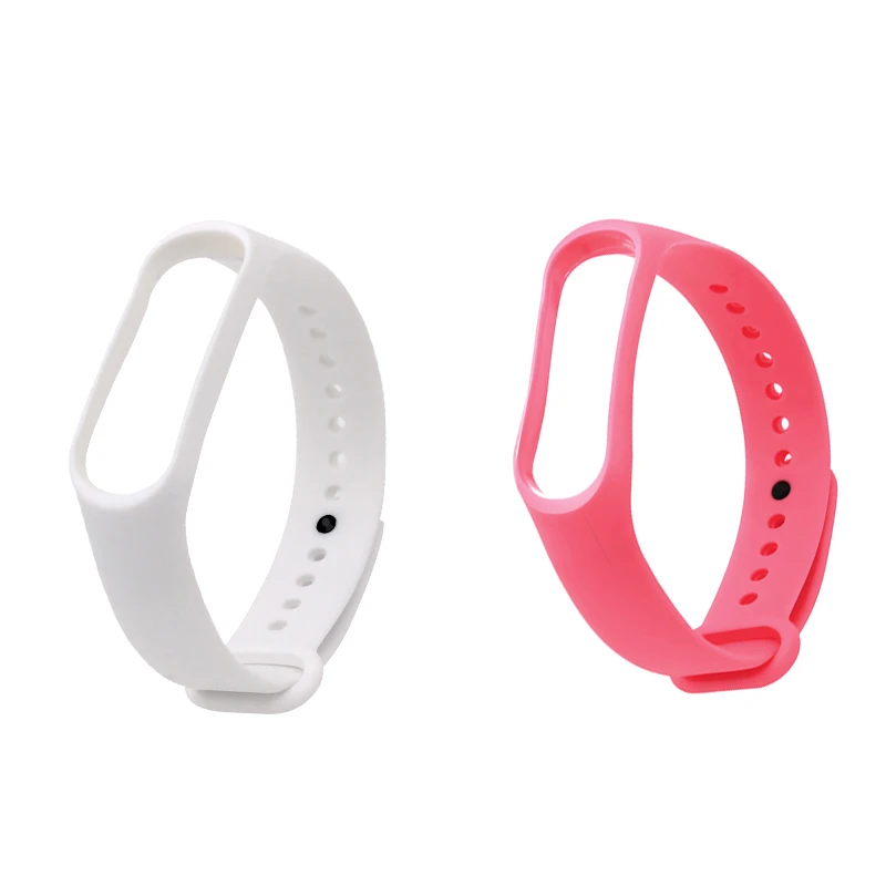 2 предмета для Xiaomi Mi Band 3 ремешок для TPU Браслет замена умные спортивные часы на запястье, цвет: розовый и белый