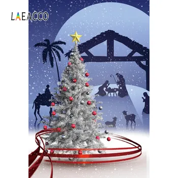 

Laeacco Winter Christmas Festivals Sheep Of Jesus Shed Party Poster Photo Background Photography Backdrop Photocall Photostudio