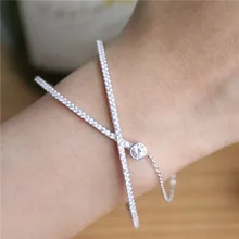 Стерлингового серебра 925 X линия разомкнутый браслет на запястье браслет для женщин Monaco Роскошные AAAA цирконы элегантные ювелирные изделия перекрестный браслет