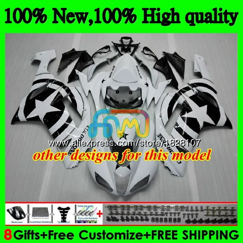 Корпус для KAWASAKI ZX 6R 6 R 600CC ZX636 10BS. 0 ZX-636 ZX600 600 CC ZX-6R ZX 636 ZX6R 07 08 2007 2008 Обтекатели комплект черный Запад, Лидер продаж