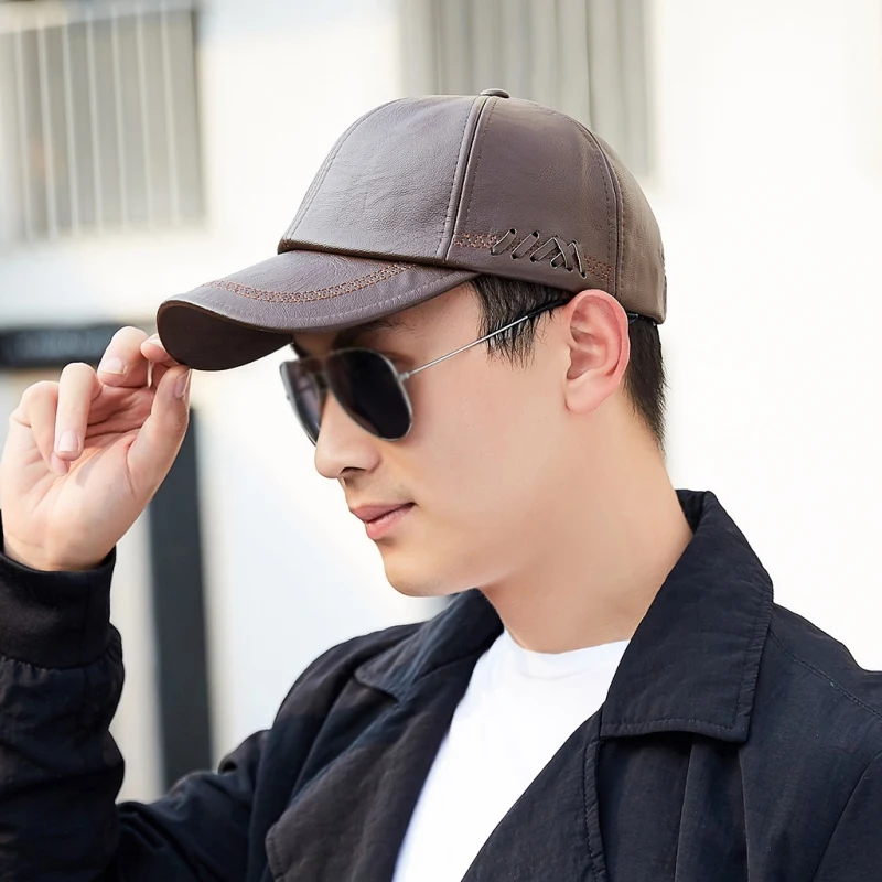 vintage leather baseball cap