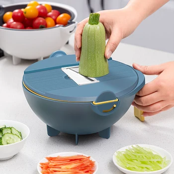 

2000ML Upgrade multi-function vegetable cutter Kitchen manual slicing multi-purpose grater chopping machine drain basket