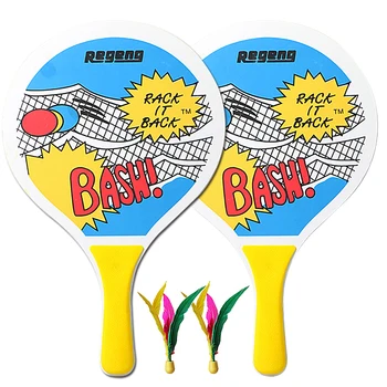 

Fun Cricket Badminton Racket 7MM Big Badminton Racket Seven Layers of High-grade Poplar Wood Beach Racket With 2 Balls