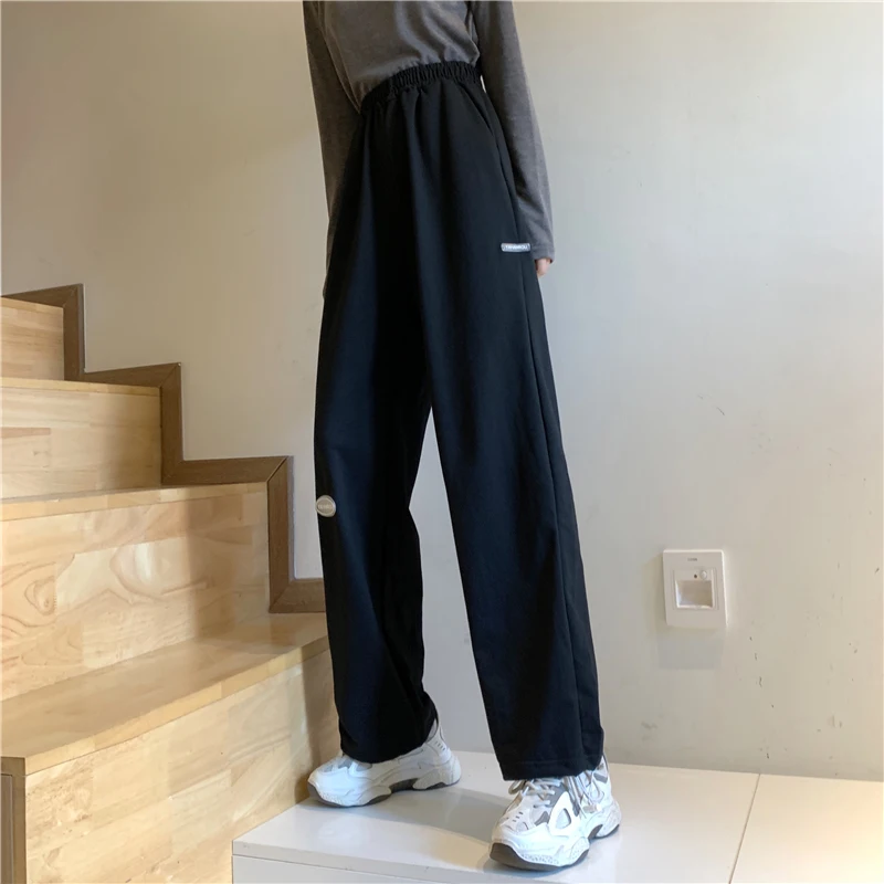 corduroy pants Shellsuning Autumn Winter 2021 Women's Trousers Pants Three-color Elastic Waist Women's Wide-leg Loose-fitting Casual Pants crop pants for women