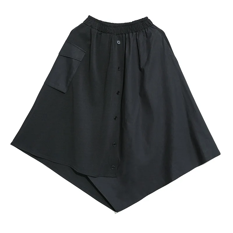 Black J256 Новинка, Женская Повседневная зимняя черная юбка до середины икры, эластичная резинка на талии, трапециевидная Женская уникальная повседневная юбка, стиль Femme J256 - Цвет: Black J256