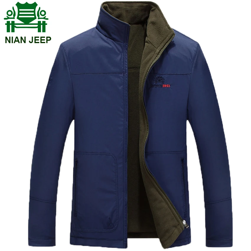 

NIAN JEEP Brand Clothing Men's Solid Jacket and Coat Stand Collar Fashion Outwear Coats Men Dress Spring 128