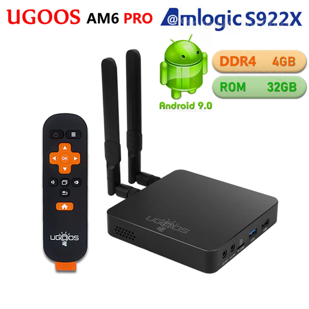 Presale UGOOS AM6 PRO 4 Гб DDR4 32 ГБ rom Amlogic S922X Smart Android 9,0 tv Box 2,4G 5G WiFi 1000M Bluetooth 4K HD медиаплеер