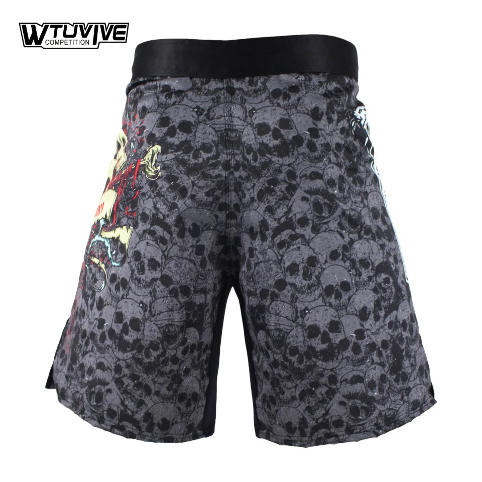 Черный череп мужской бокс, кикбоксинг шорты Fightwear MMA kick Boxing Fight trunks Топ черный тигр Муай Тай одежда для бокса