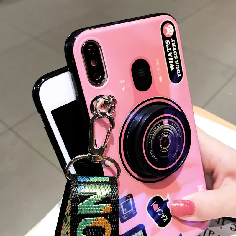 3D милый ретро чехол для камеры для Oneplus 7T ручка подставка силиконовый чехол для телефона Oneplus7 чехол Oneplus 7 Pro ремешок TPU Coque KONSMART