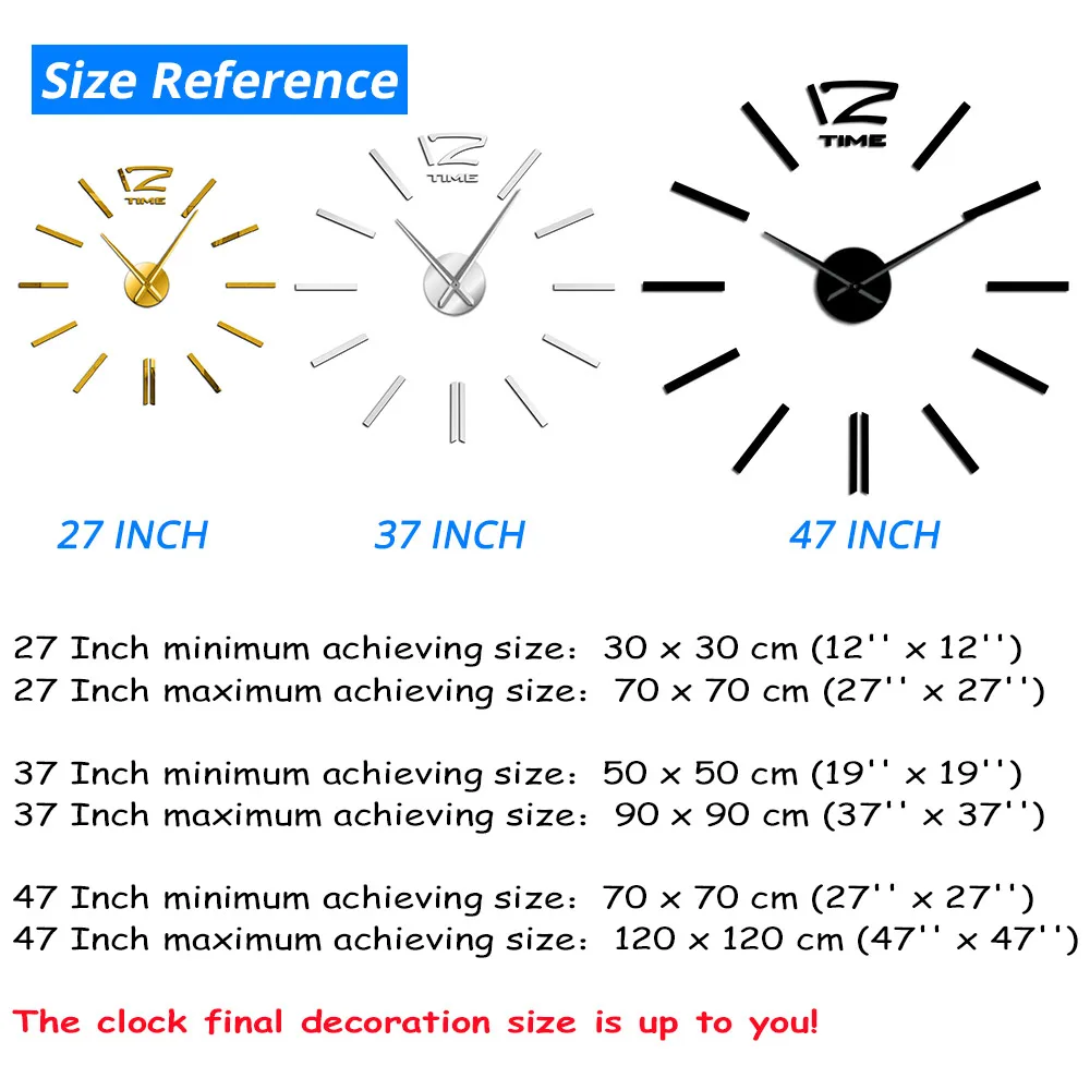 3D DIY настенные часы, декоративные наклейки, зеркальные бескаркасные большие DIY настенные часы, настенные художественные часы, набор для дома, гостиной, спальни, офиса