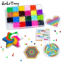 24 colors 5mm Hama beads set with pegboards iron paper template 3d puzzle children's educational DIY design toys
