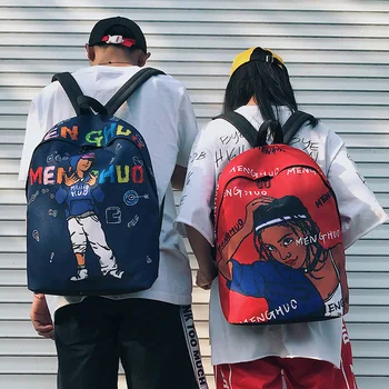 

Original wind street dance personality printing backpack schoolbag trend travel backpack waterproof for male and female students