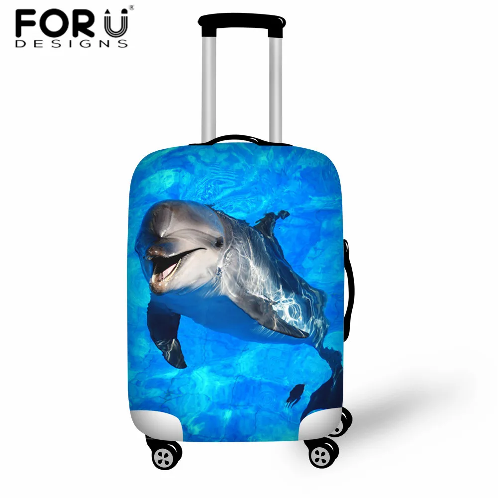 

FORUDESIGNS Travel Accessories Elasticity Luggage Cover Blue Dolphin Suitcase Protection Baggage Dust Cover for Trolley Case