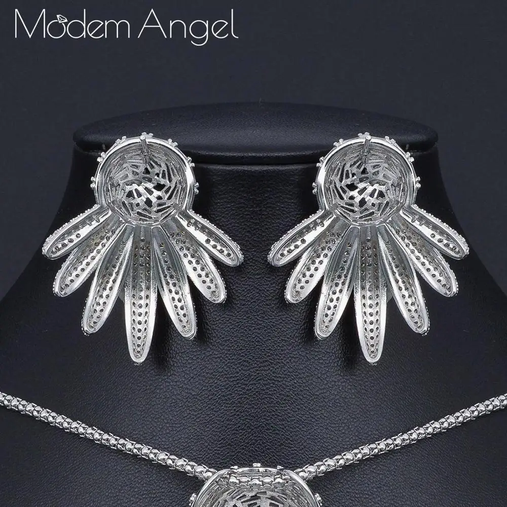 ModemAngel модное свадебное ожерелье серьги для женщин аксессуары Полный кубический цирконий для невесты ювелирные наборы