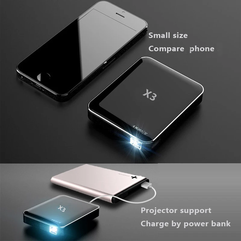 Мобильный мини проектор Smartldea DLP с перезаряжаемой батареей карманный смарт 200ansi HD