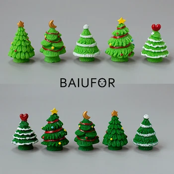 

BAIUFOR Christmas Miniature Colorful Christmas Tree Terrarium Figurines Fairy Garden Decor Snow Landscape Model