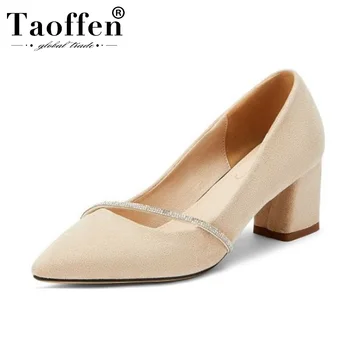 

Taoffen Plus Size 33-48 Party Wedding Women Pumps Spring New Hot Sale Office Ladies Shoes Square Heel Pointed Toe Pumps