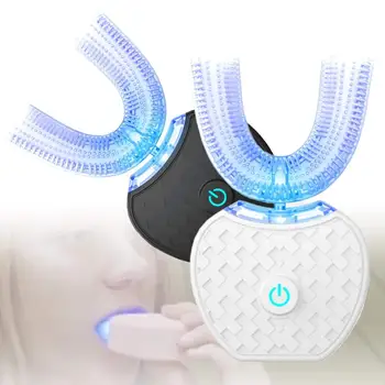 

Ultrasonic intelligent automatic sonic electric toothbrush U-shaped 360 degree 4 mode timer blue light USB charging