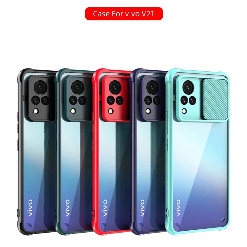 Camera Lens transparent Protection Case For vivo V21 5G Vivo v21 Phone Cover 2021 Shockproof Soft Hard Shell bag | Мобильные