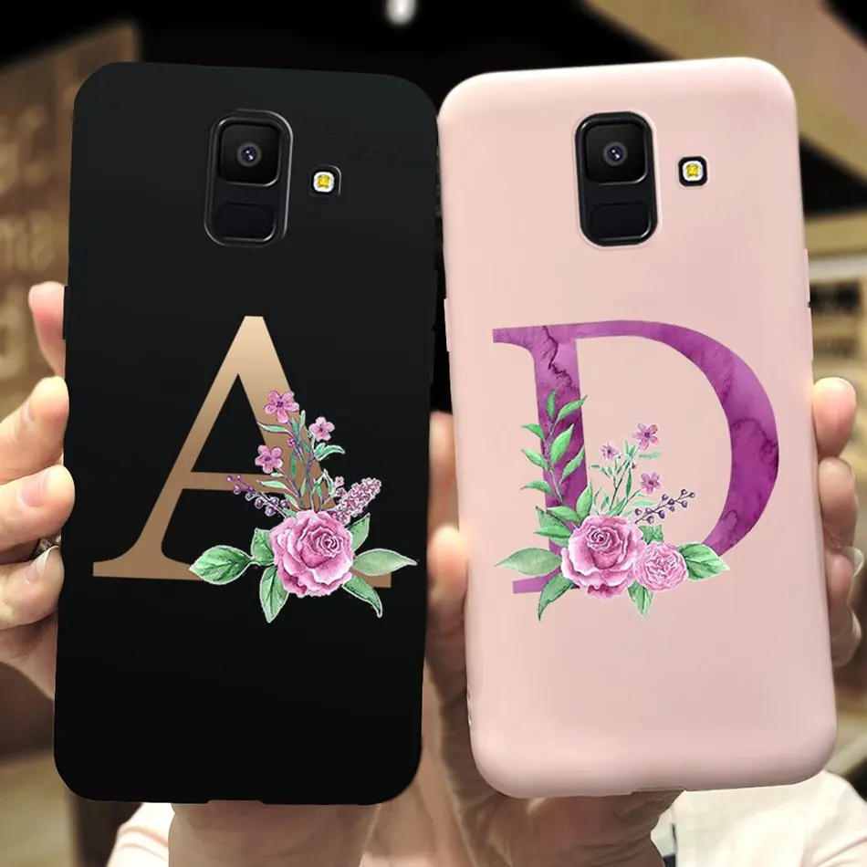 Чехол для Samsung Galaxy A6 Plus 2018 мягкий силиконовый чехол с милыми буквами и цветами A 6