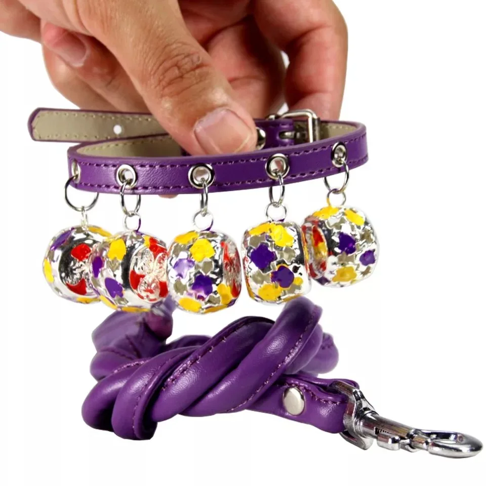 Pet Dog Collar Suit With Aeolian Bells Design Adjustable Dog Collar Control Handle Training Pet Pupppy Collar Pet Supply Product