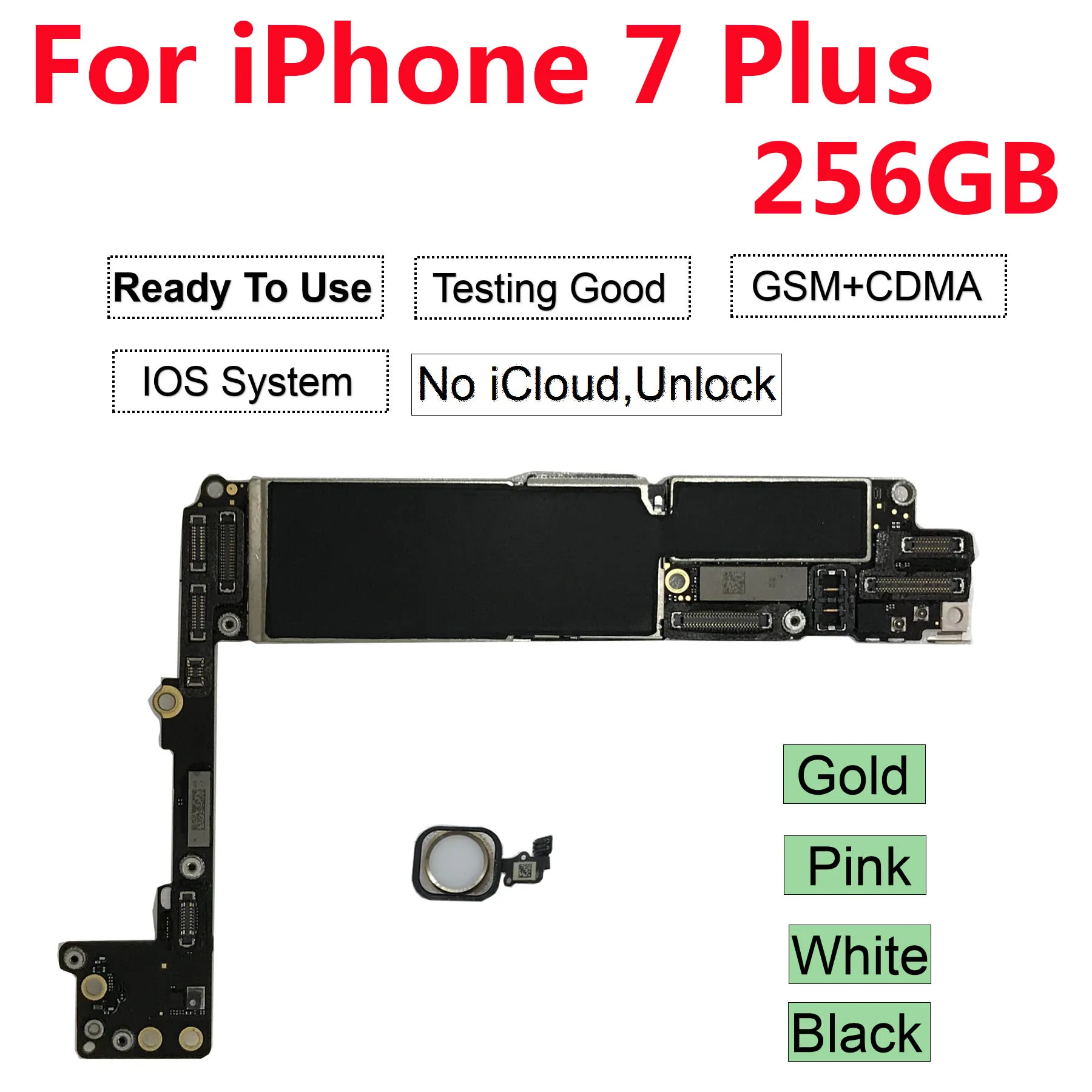 

For iphone 7 Plus Motherboard Home Button,100% Original Unlocked for iPhone 7 Plus Logic boards 256GB Black Gold Pink White