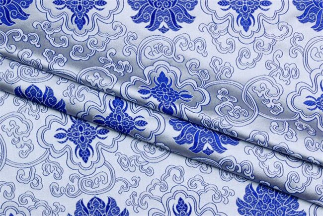 Жаккардовая парча ткань полиэстер ткань для Cheongsam Домашний текстиль украшения ткани ткань для праздничной одежды - Цвет: White Blue