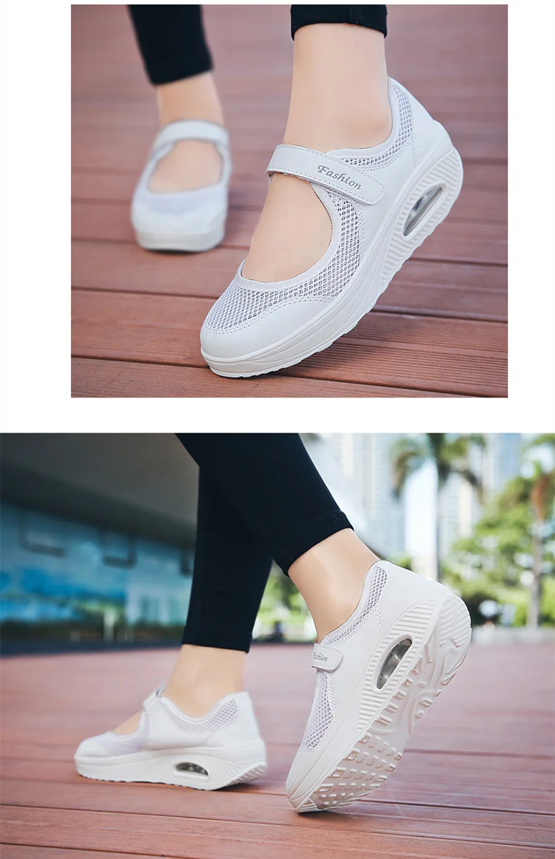 STS Brand 2019 New Fashion Women Sneakers Casual Air Cushion Hook & Loop Loafers Flat Shoes Women Breathable Mesh Mother's Shoes (17)
