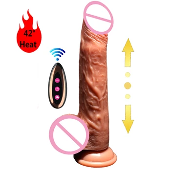 Electric Heating Vibrating Big Huge Penis G Spot Sex Toys for Women, USB Rechargeable, Wireless Vibrator Telescopic For Women 1