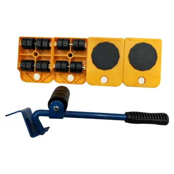 

5pcs Furniture Transport Tools Set 4 Wheeled Corner Mover Rollers+1 Wheel Bar Furniture Mover Transport Lifter Tool